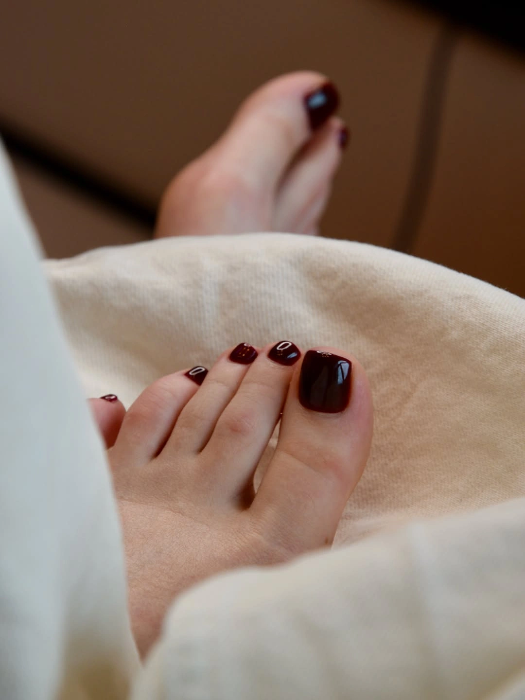 august pedicure nails ideas 2026 Deep Burgundy Pedicure With A Chic End Of Summer Energy