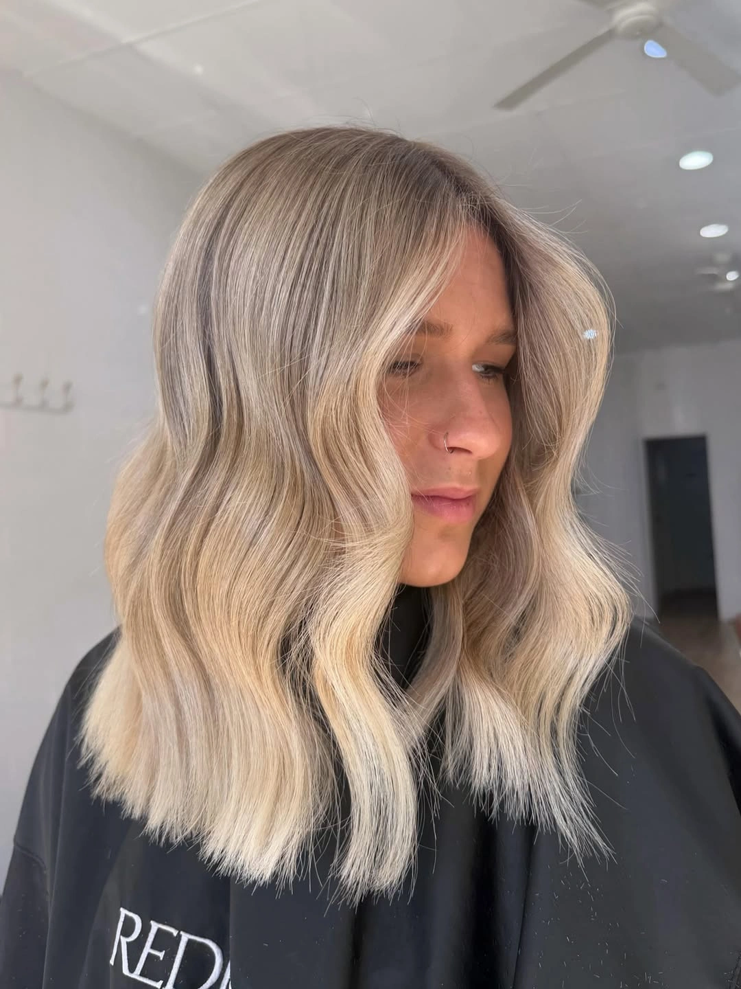 babylights hair ideas Creamy Blonde Lob with Soft Curtain Shape