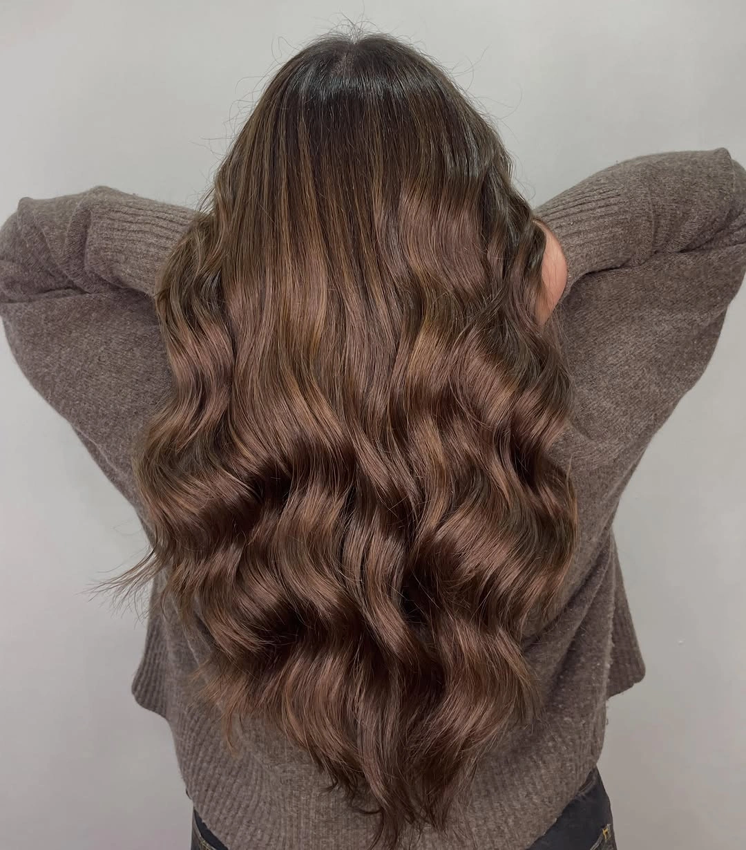 babylights hair ideas Cocoa Brown Babylights with Soft Rippled Waves