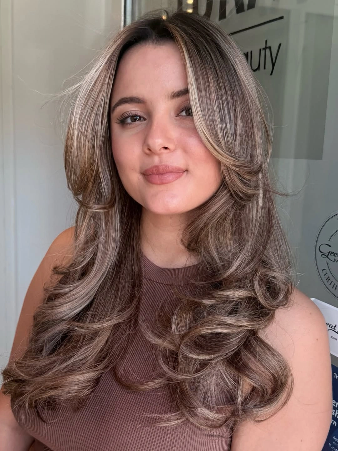 babylights hair ideas Dimensional Brunette Layers with Soft Beige Babylights