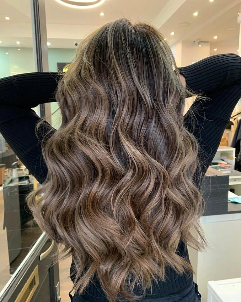 beige blond hair color Dimensional Beige Blonde with Espresso Roots