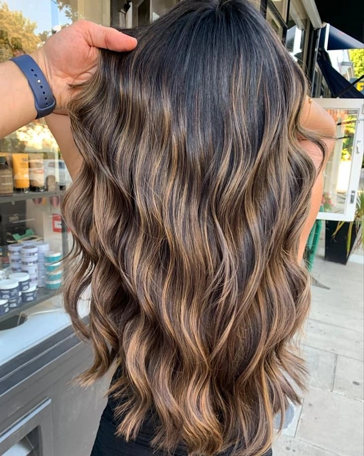 beige blond hair color Rich Brunette Beige Ribbons with Dimensional Waves