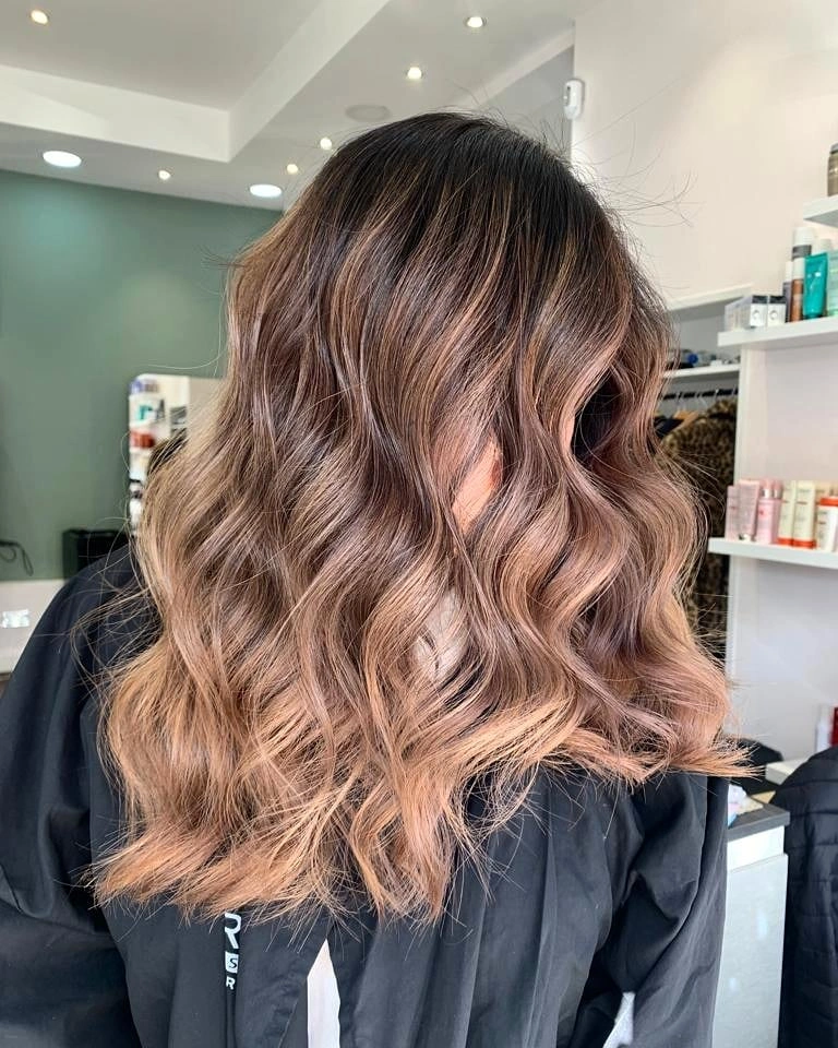 beige blond hair color Warm Beige Blonde Balayage with Chocolate Depth