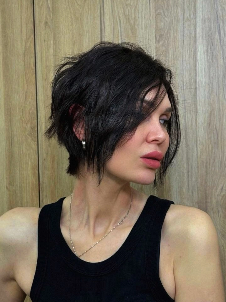 bixie haircut Asymmetrical Bixie with Dramatic Side-Swept Layers