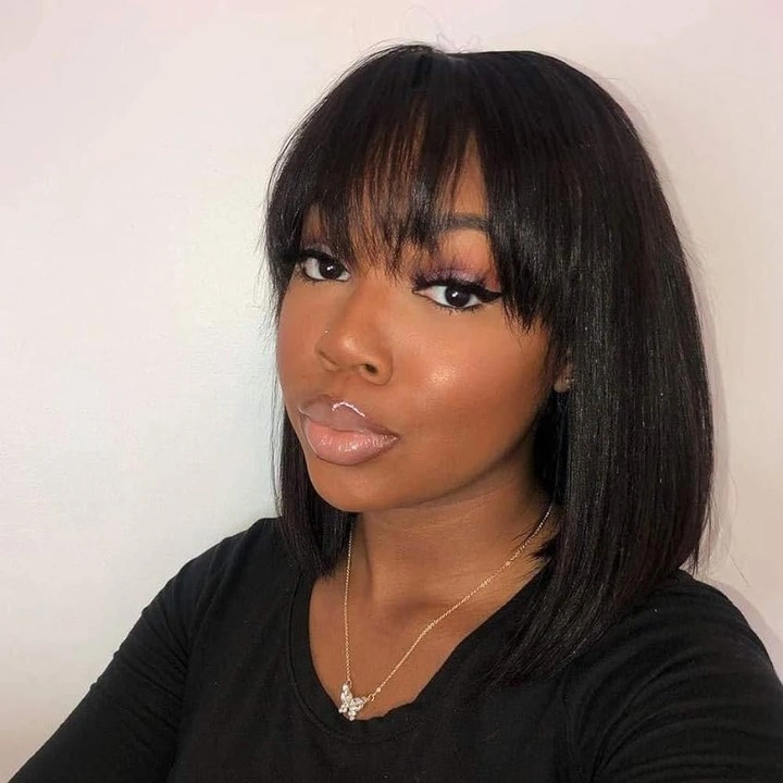 bob hairstyles for black women Soft Bob with Wispy Bangs for an Effortlessly Modern Finish