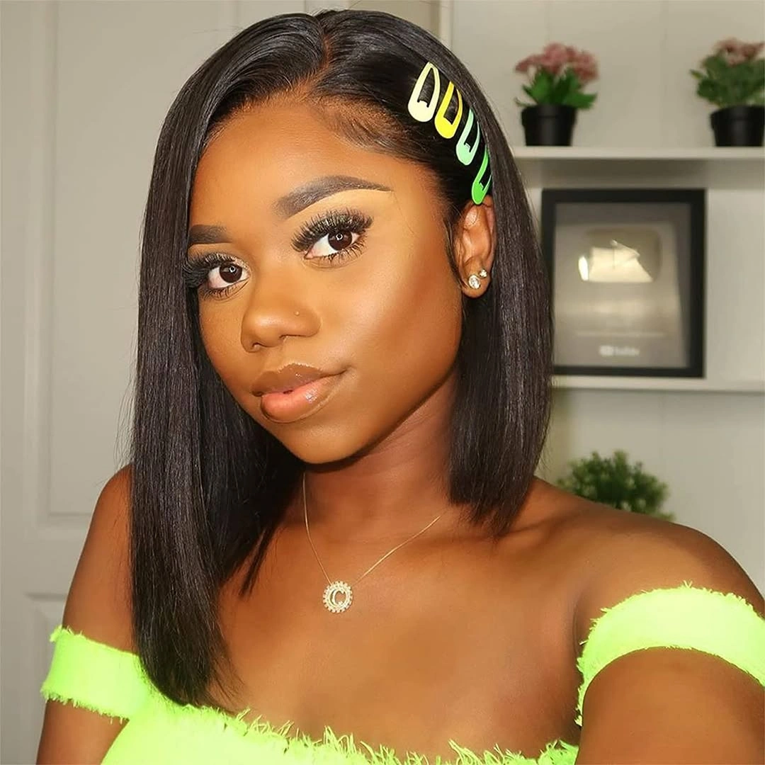 bob hairstyles for black women Playful Side-Part Bob with Colorful Hair Clips