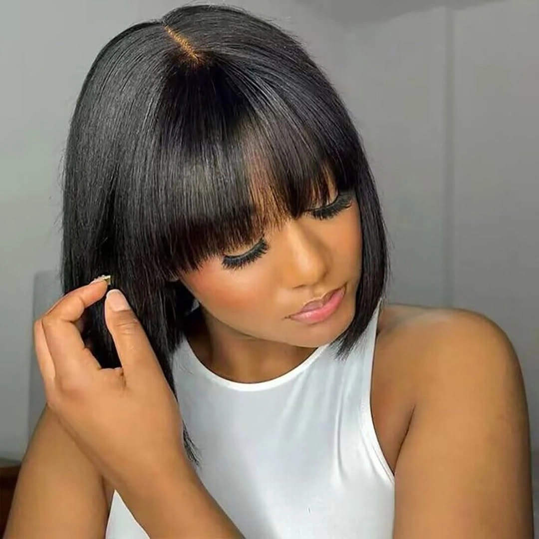 bob hairstyles for black women Classic Full Fringe Bob with Smooth Precision