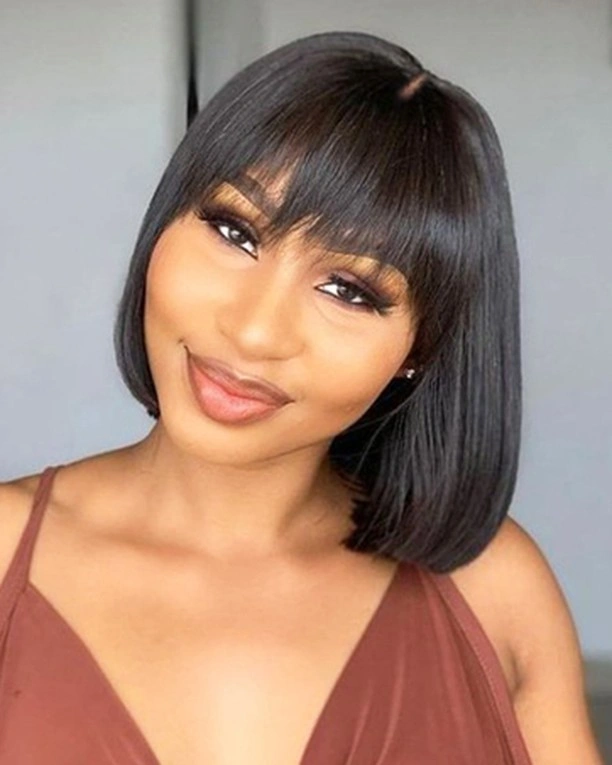 bob hairstyles for black women Soft Rounded Bob with Airy Full Bangs