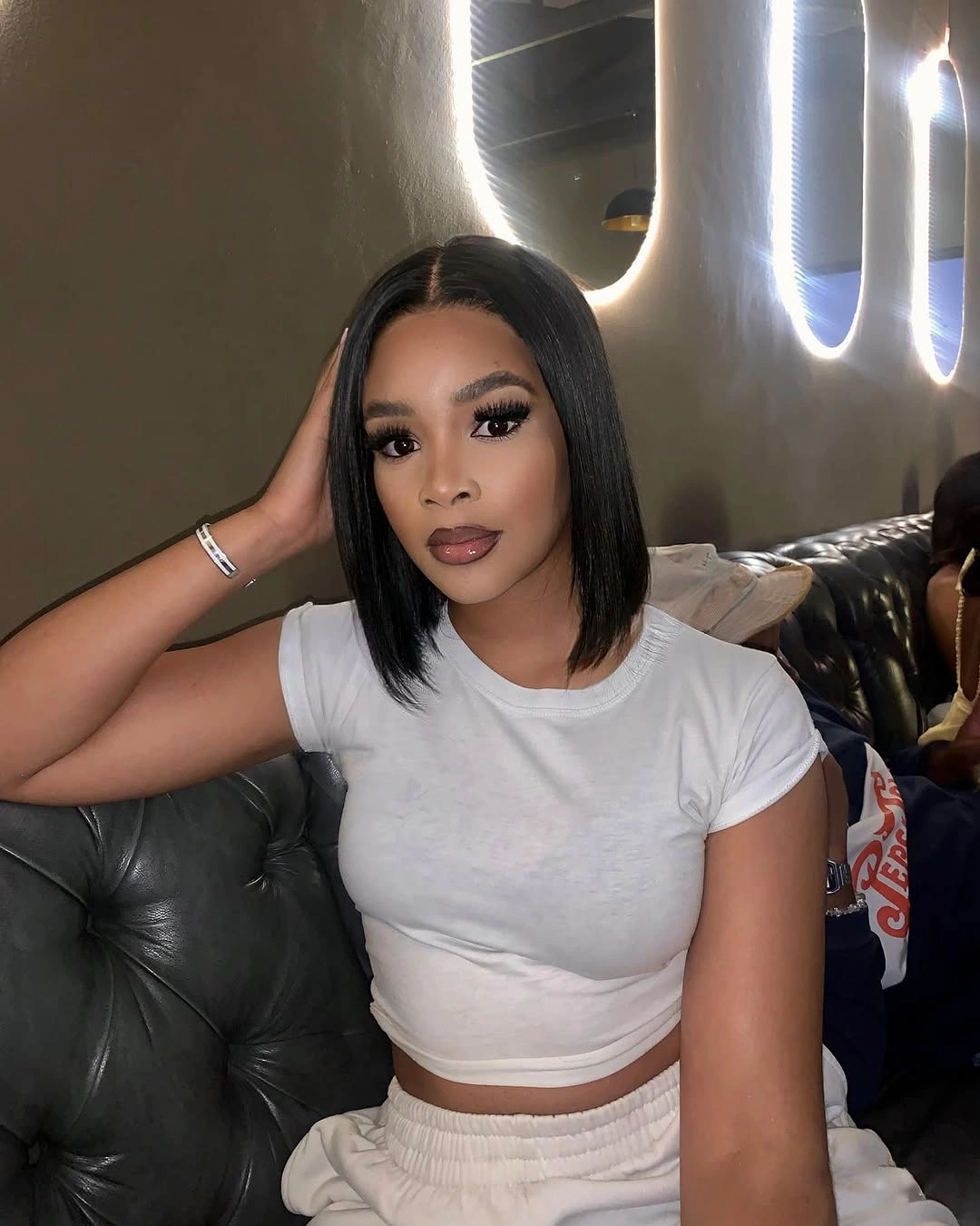 bob hairstyles for black women Middle-Part Sleek Bob That Defines Modern Confidence