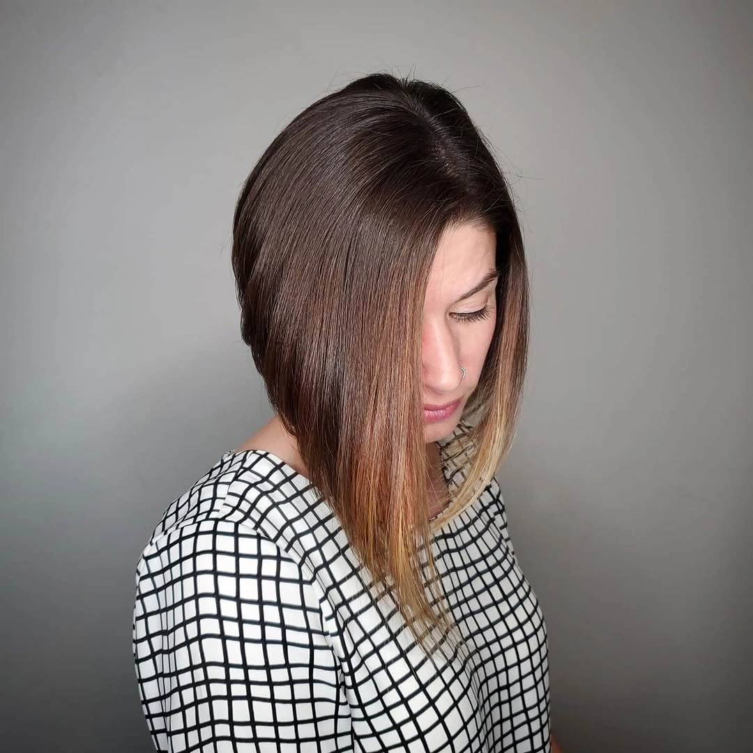 bobbed haircut for women Classic Angled Brunette Bob with Subtle Ombre Ends
