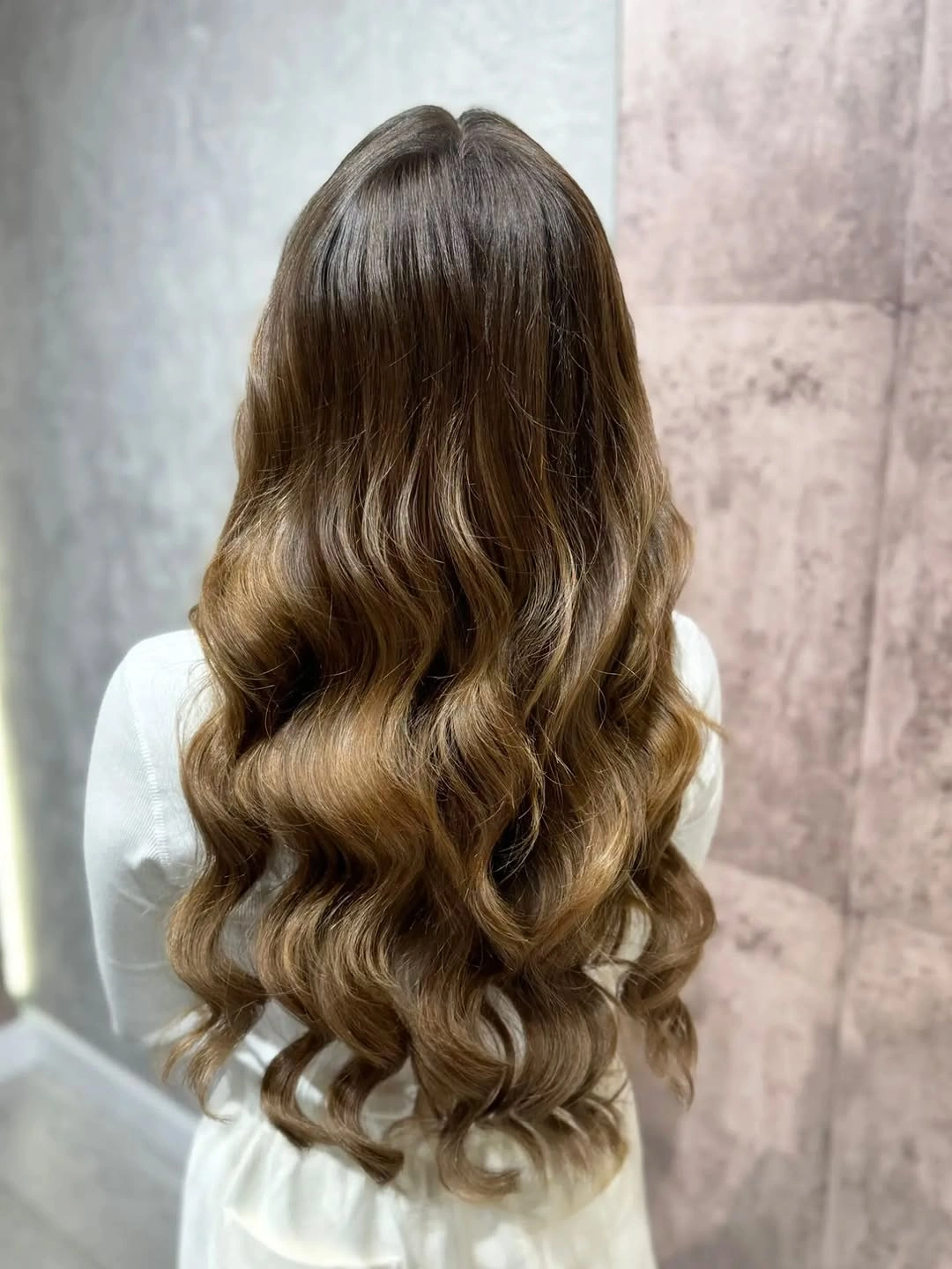 body waves hairstyle Warm Honey Bronde Waves With Luxurious Dimension