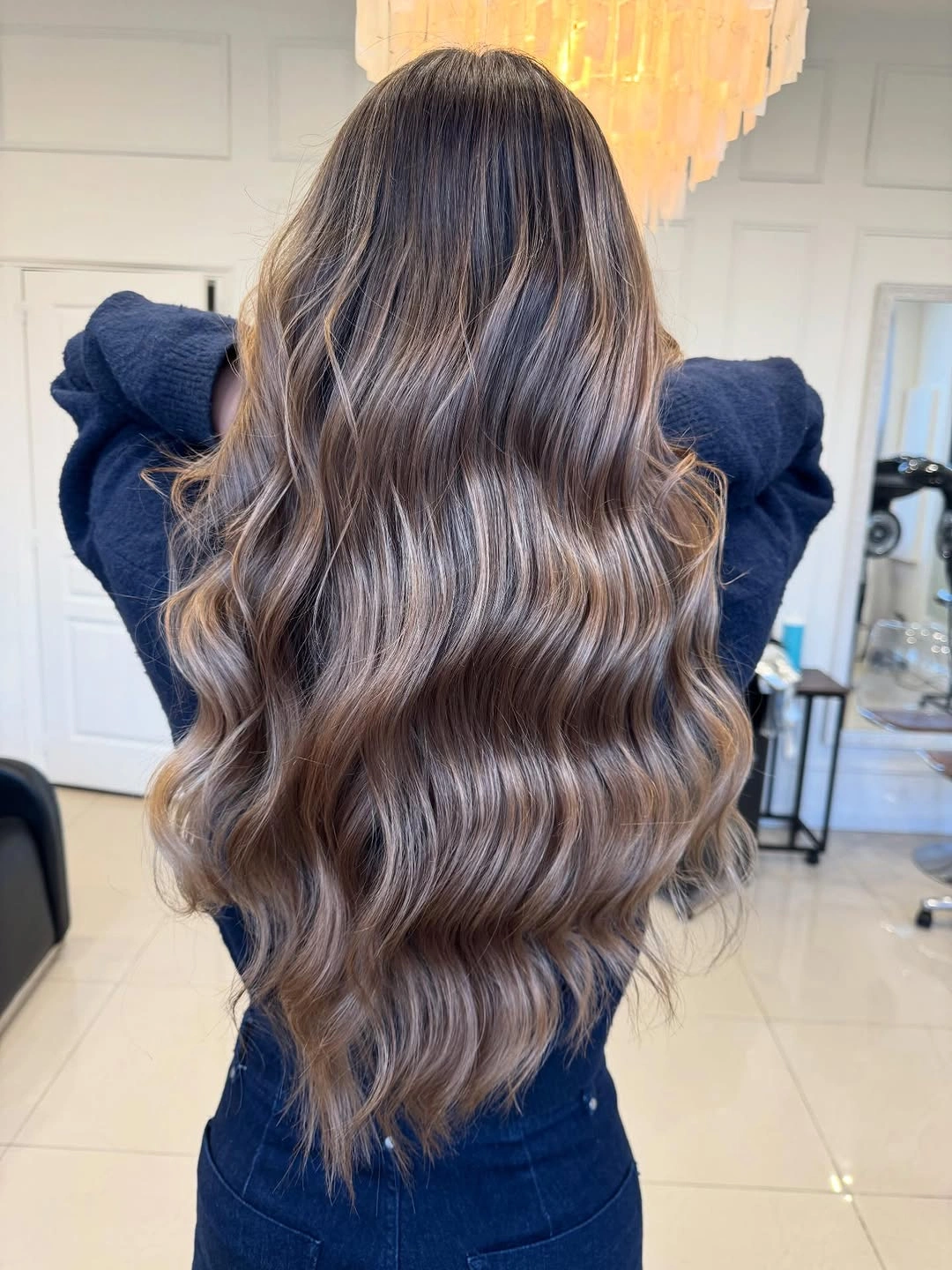 body waves hairstyle Cool Mushroom Brunette Waves With Seamless Dimension