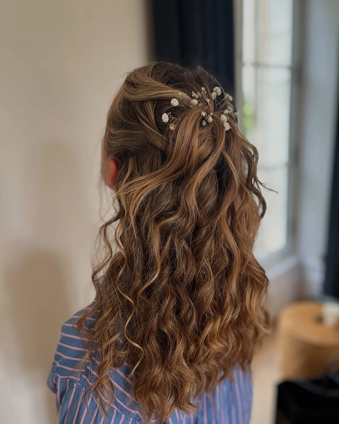 body waves hairstyle Romantic Half-Up Waves With Soft Texture