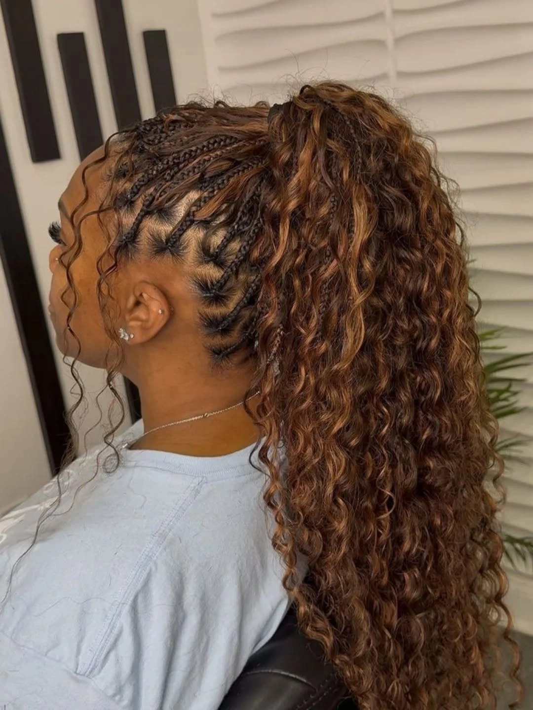 bora bora braids hairstyle High Ponytail Bora Bora Braids with Caramel Curls