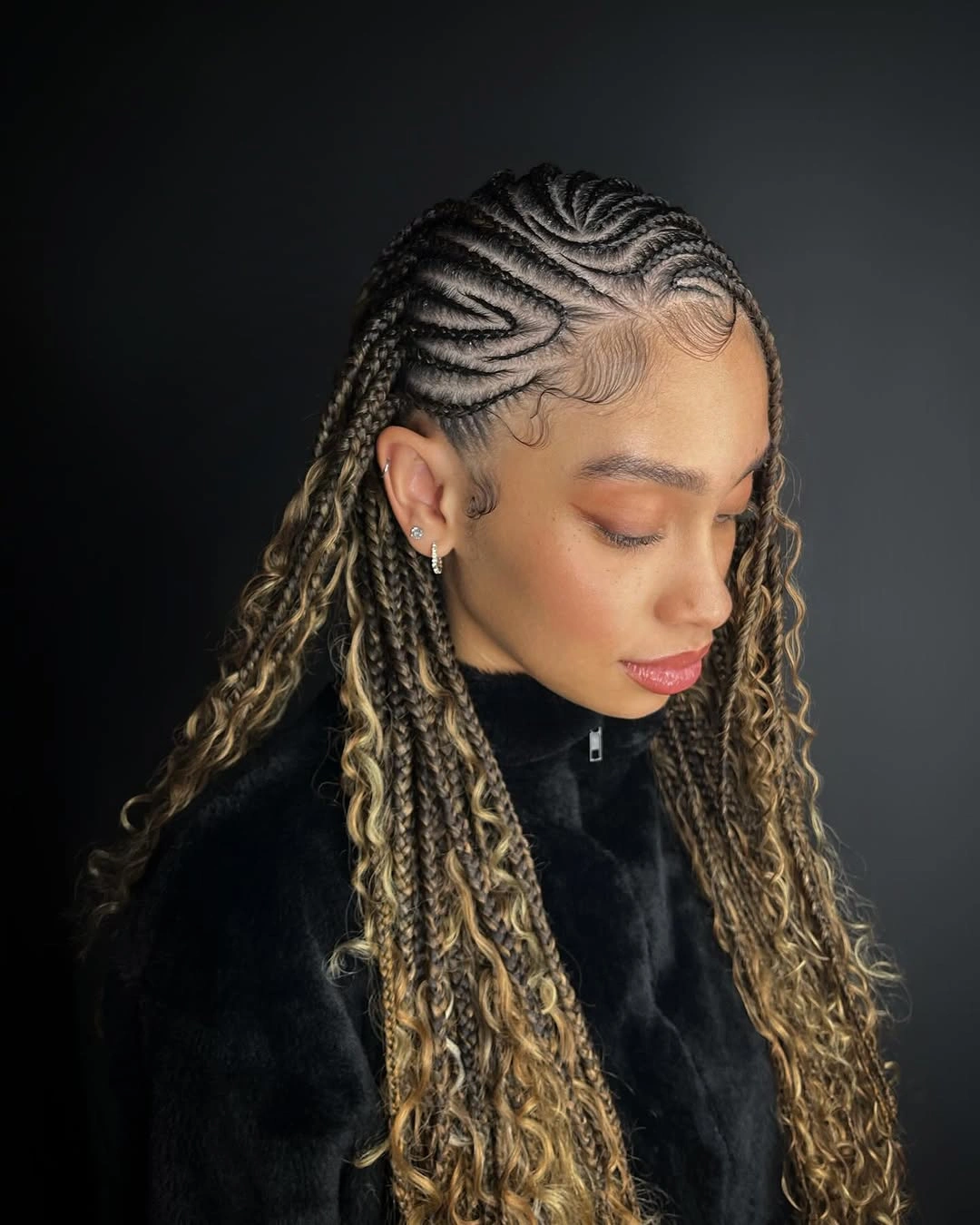bora bora braids hairstyle Honey Blonde Fulani-Inspired Bora Bora Braids