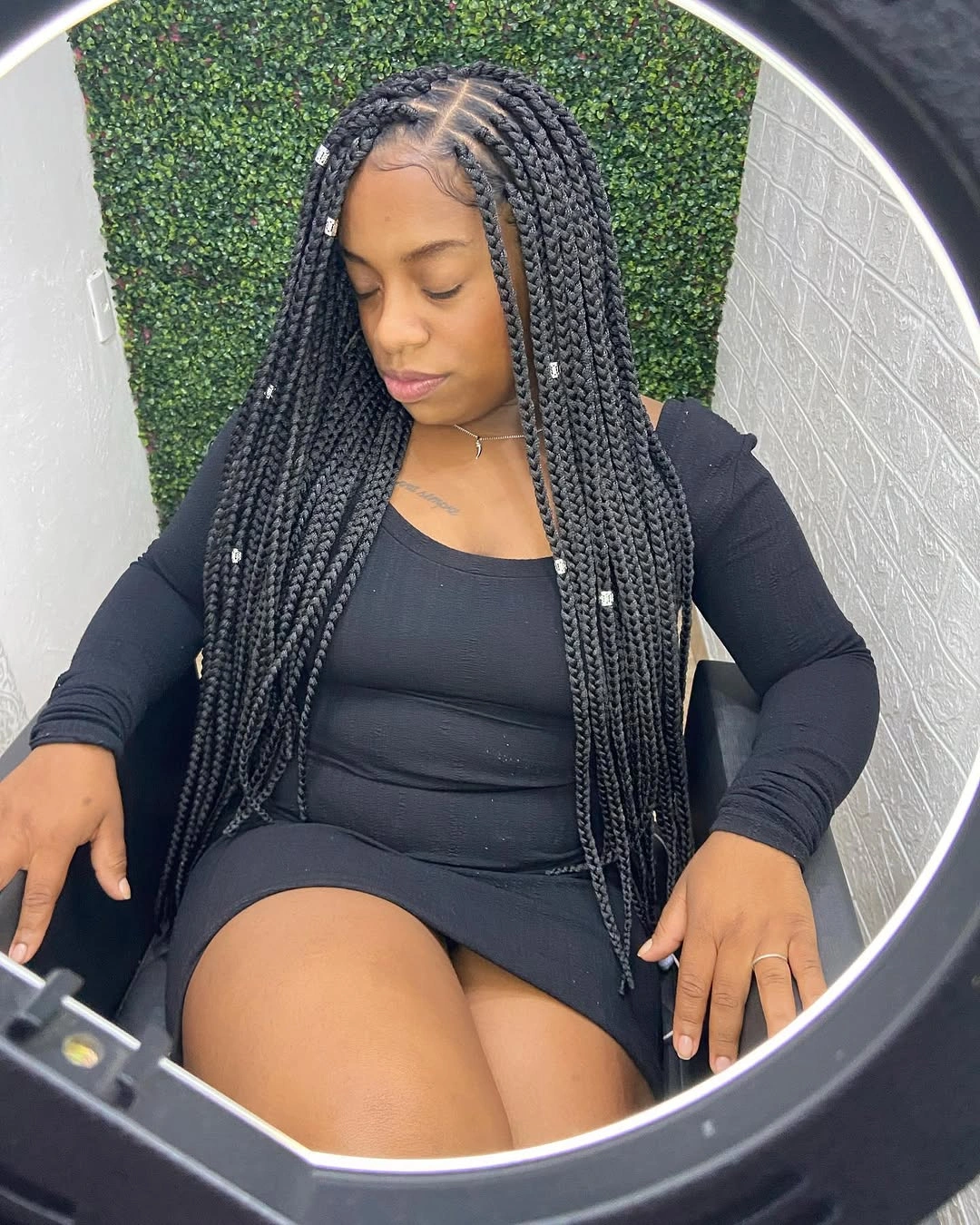 bora bora braids hairstyle Classic Long Knotless Bora Bora Braids with Minimalist Elegance