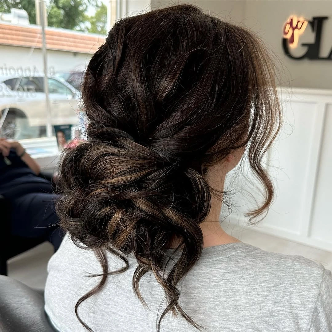bridesmaid hairstyling Soft Textured Bun with Romantic Volume
