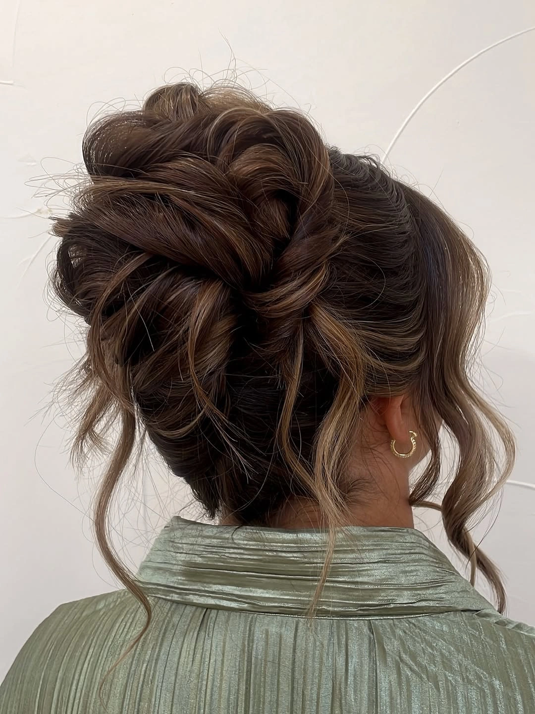 bridesmaid hairstyling Textured Bridal Bun with Effortless Volume