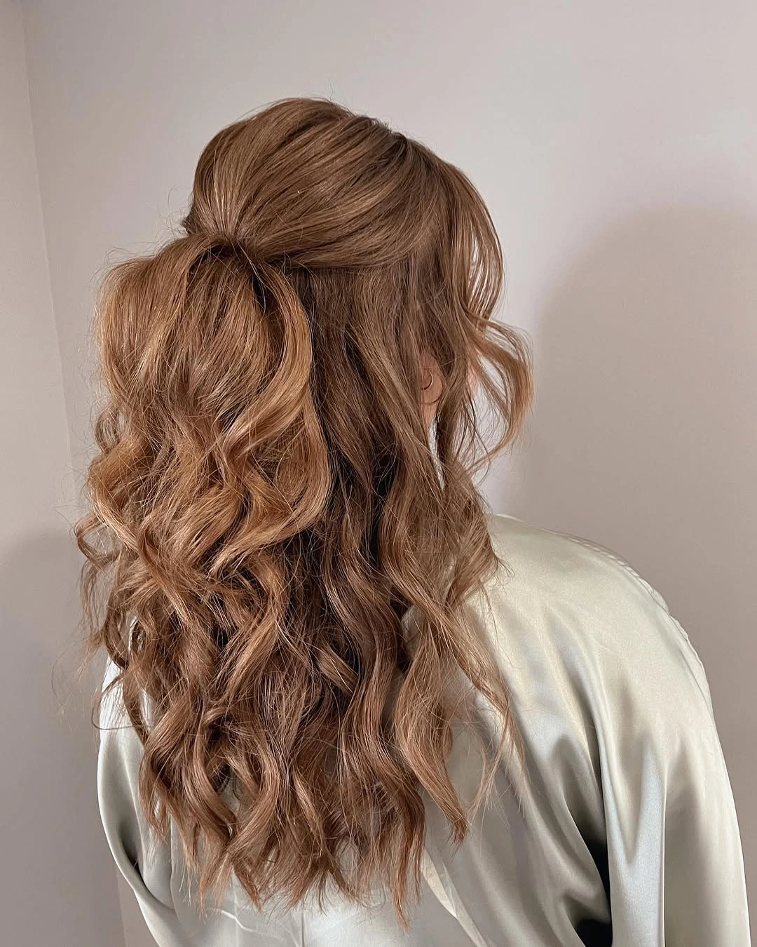 bridesmaid hairstyling Relaxed Half-Up Curls for Romantic Celebrations