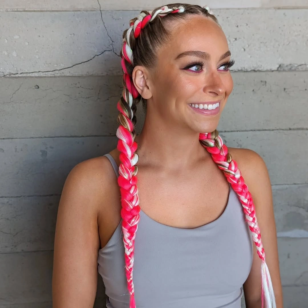butterfly braids hairstyle Neon Pink Butterfly Braids with Clean Symmetry