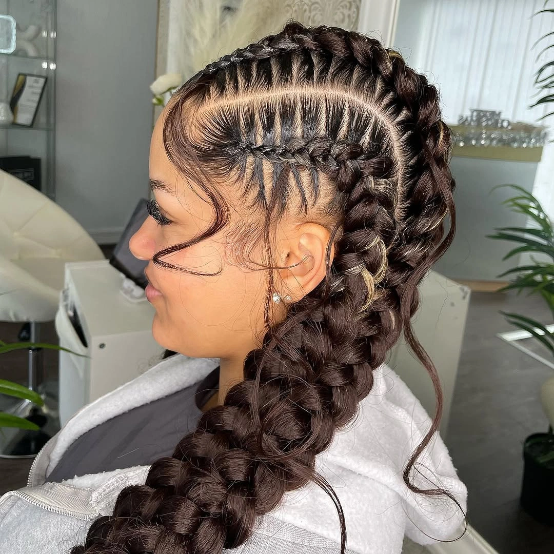 butterfly braids hairstyle Precision Butterfly Braids with Feathered Side Detailing