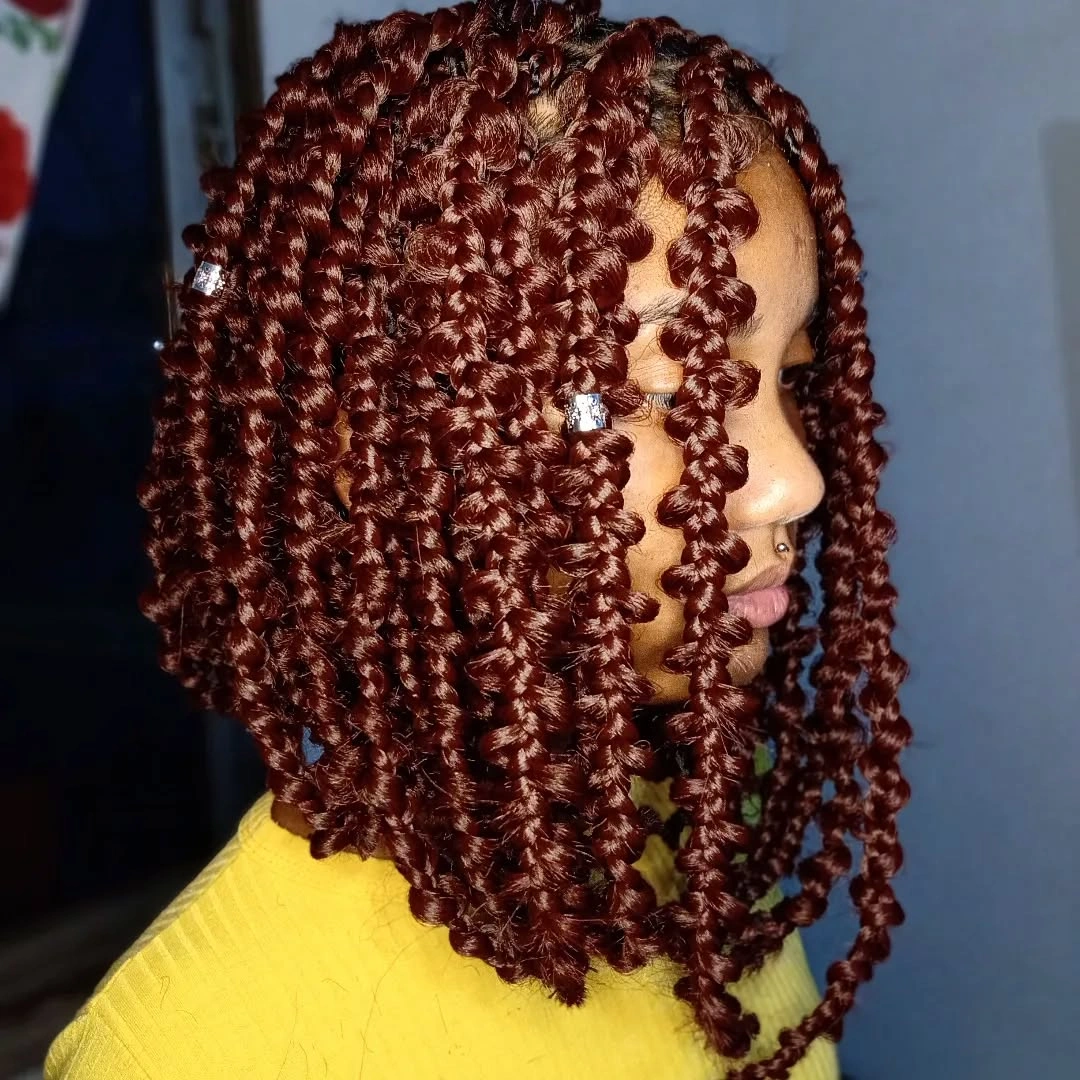 butterfly braids hairstyle Rich Auburn Butterfly Bob Braids with Defined Rope Texture