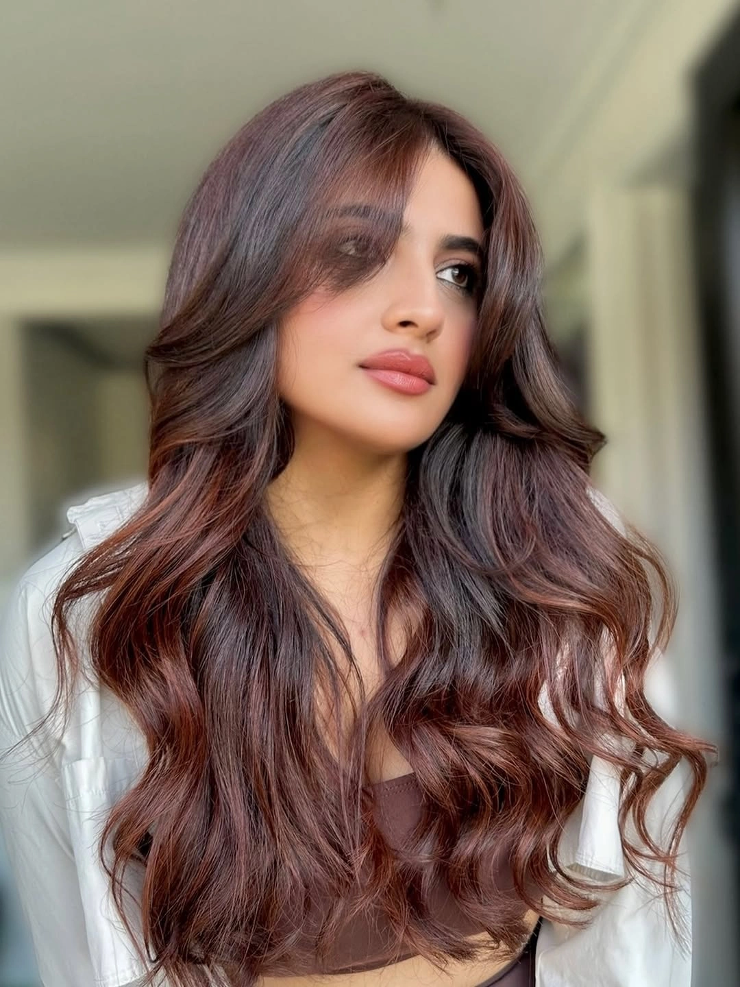 chestnut brown hair color Velvety Auburn Chestnut with Romantic Waves