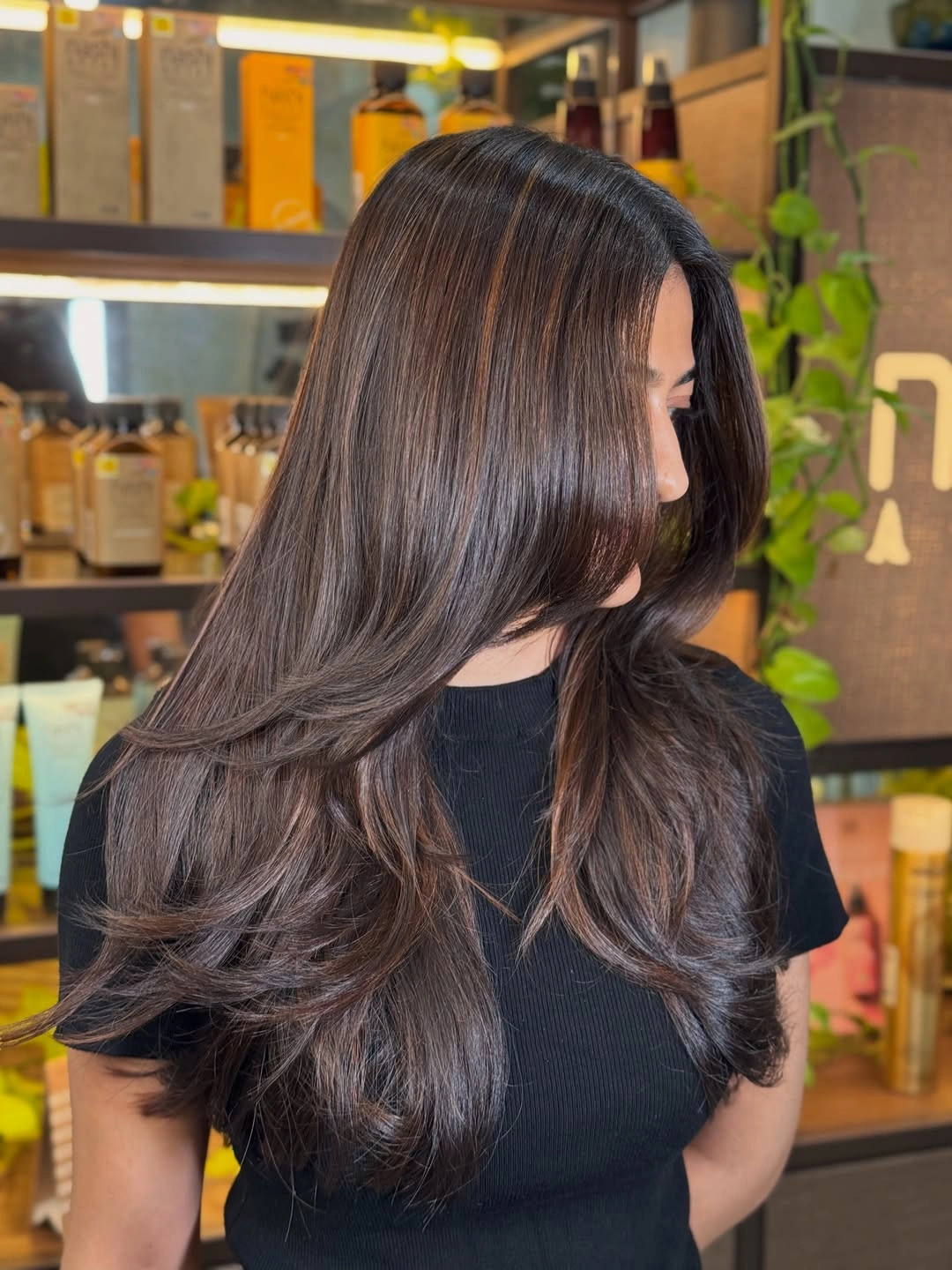 chestnut brown hair color Silky Espresso Layers with Luxurious Shine