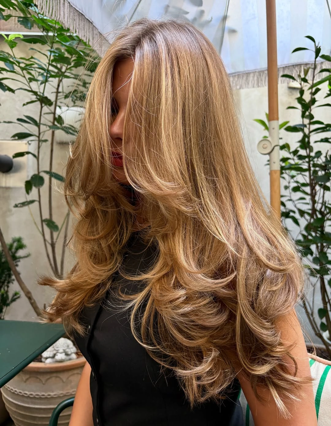 choppy medium layered hair Golden Blonde Butterfly Layers with Bouncy Choppy Ends