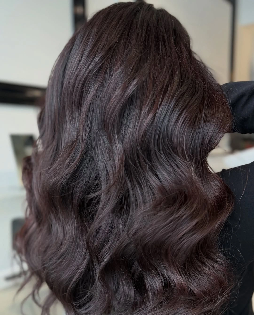 dimensional brunette hair color Deep Espresso Brunette with Velvet Waves