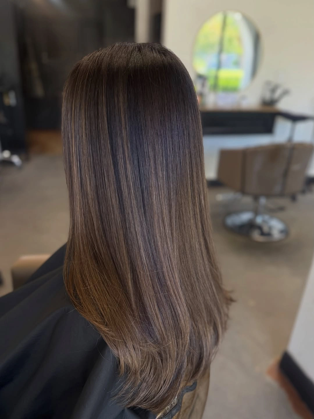 dimensional brunette hair color Glossy Straight Brunette with Invisible Dimension