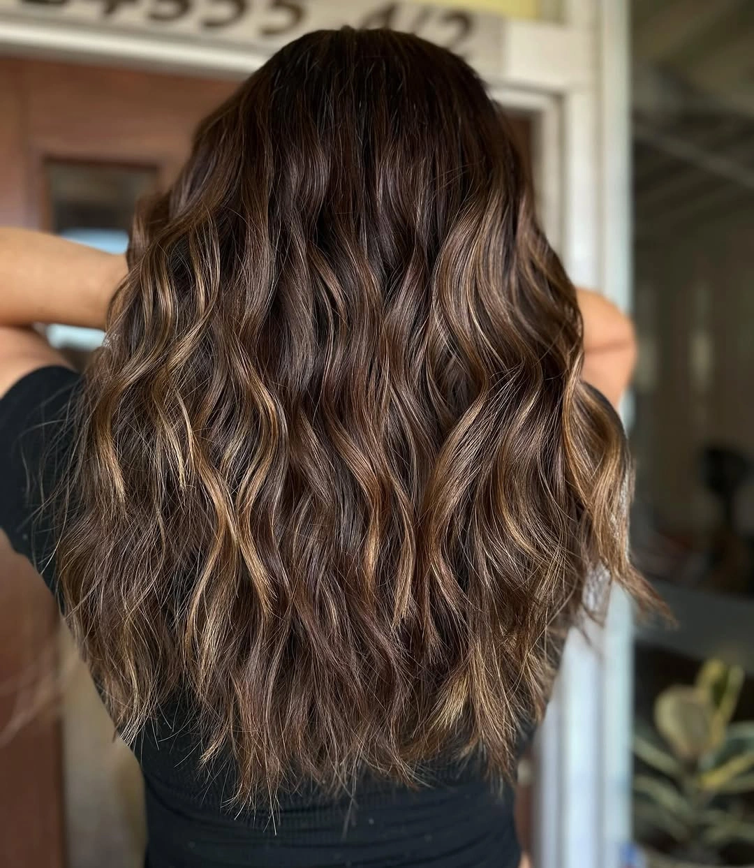 dimensional brunette hair color Golden Mocha Waves Full of Natural Dimension