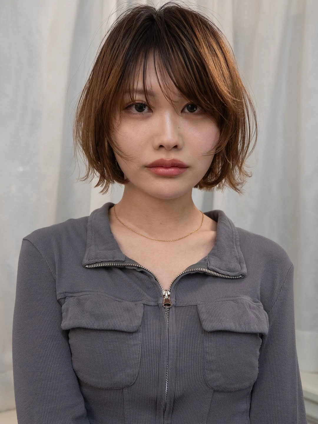 fall bob haircut ideas 2026 Soft Textured Bob With Feathered Fringe
