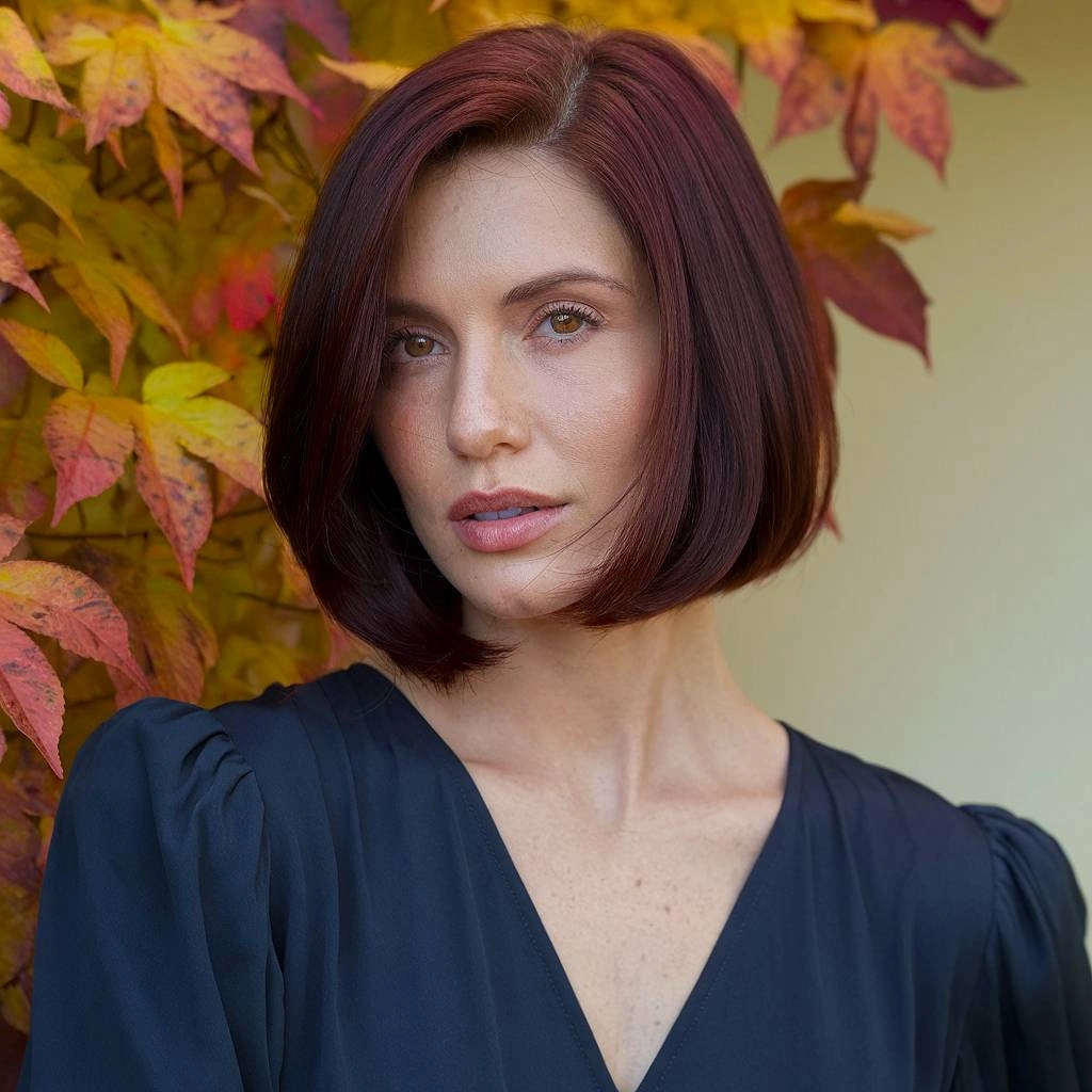 fall bob haircut ideas 2026 Rich Auburn Bob That Captures Autumn Light