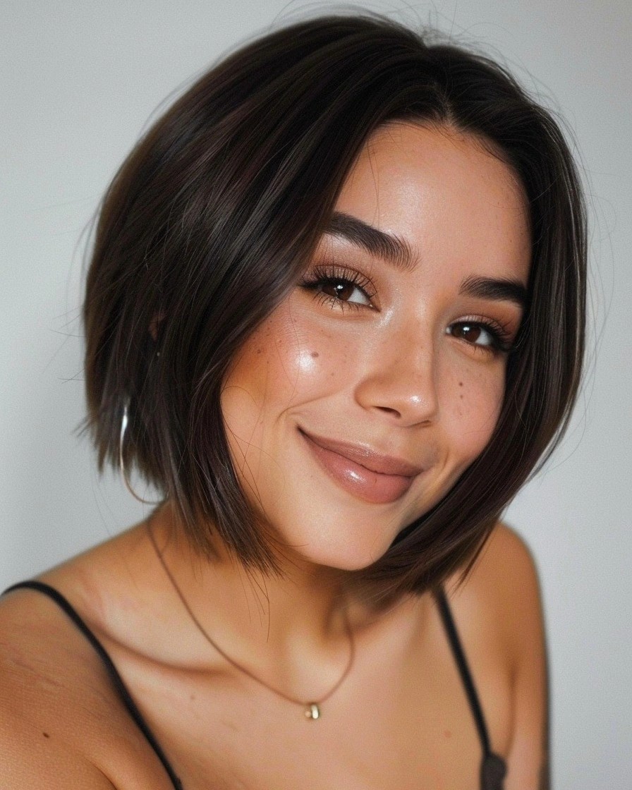 fall bob haircut ideas 2026 Classic Brunette Bob With Soft Volume