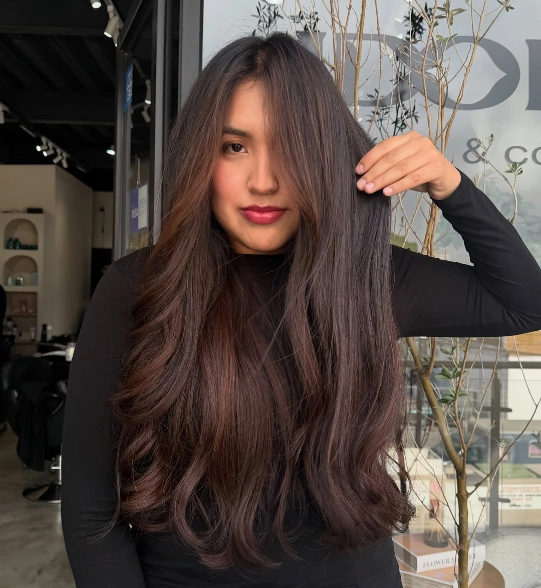 Fall brunette hair colour 2026 Deep Chocolate Brunette with Glossy Layers