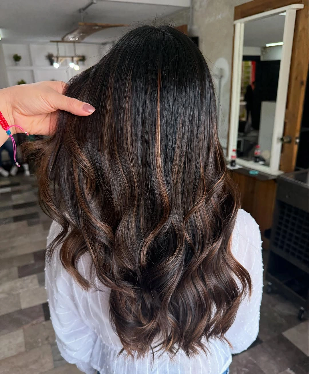 Fall brunette hair colour 2026 Espresso Brunette with Fine Caramel Ribbons