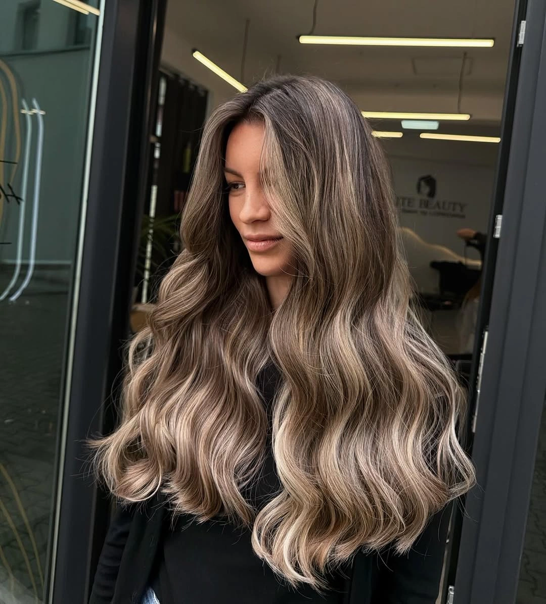 Fall hair colour ideas 2026 Cool Beige Balayage for Modern Brunettes