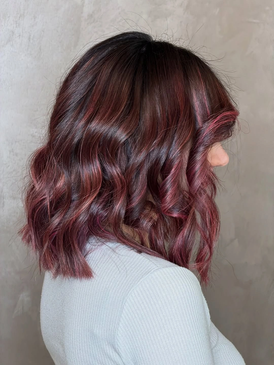 Fall hair colour ideas 2026 Cherry Mocha Bob for Modern Brunettes