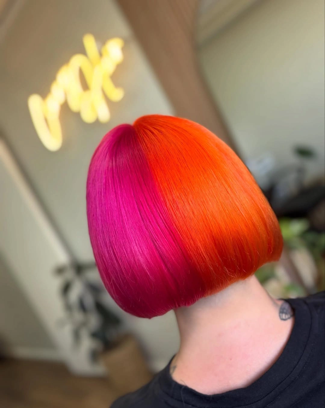 Fall hair colour ideas 2026 Split Neon Bob for Fearless Color Lovers