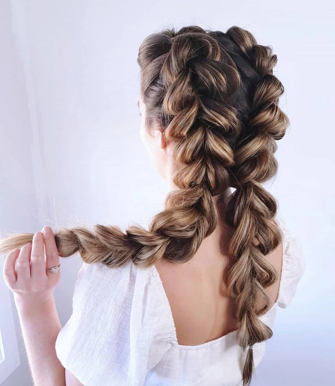 fall hairstyles for long hair 2026 Statement Bubble Braids with Soft Romantic Volume