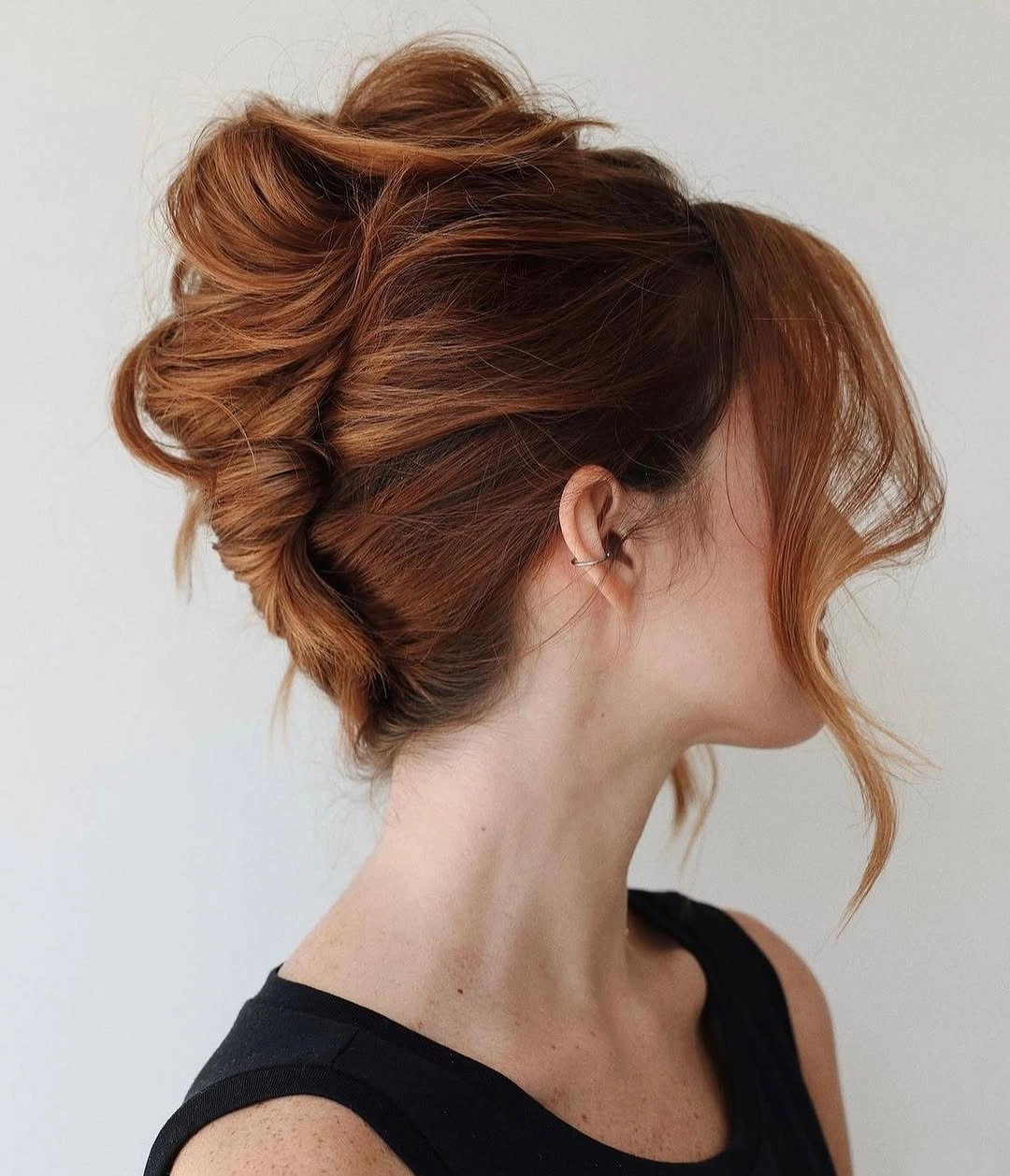 Fall hairstyles for office 2026 Soft Copper French Twist for Cozy Office Days