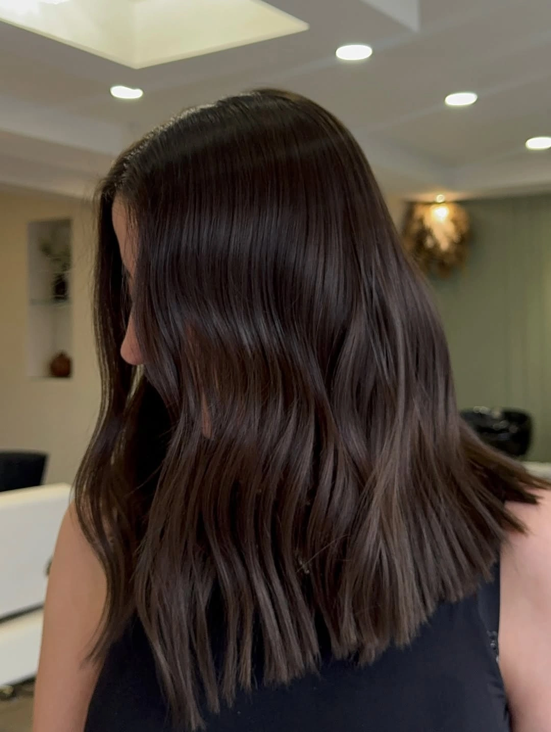Fall hairstyles for office 2026 Soft Espresso Lob with Relaxed Corporate Waves