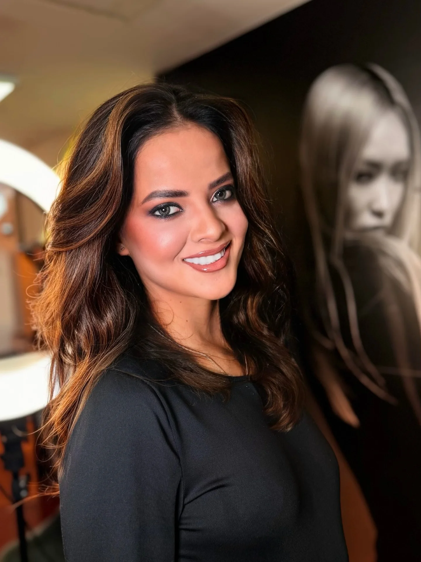 fall medium haircuts 2026 Voluminous Chocolate Blowout With Soft Retro Glamour