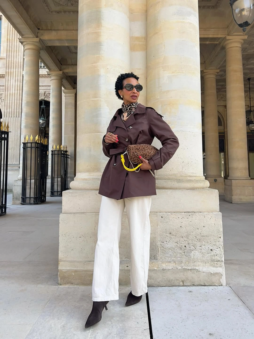 fall outfits with peacoat 2026 Chocolate Tailoring With Bold Animal Print Details