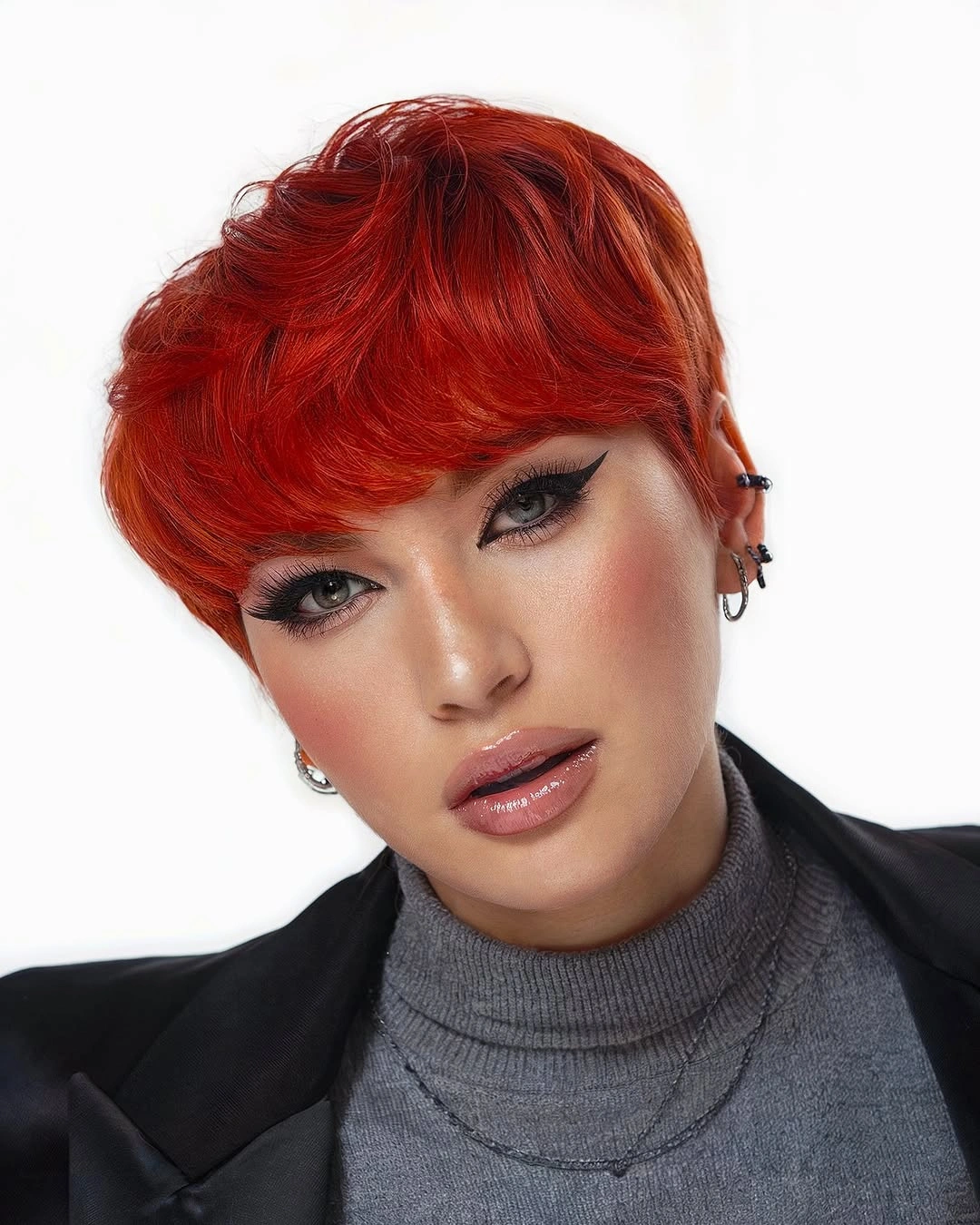 fall pixie haircut ideas 2026 Vibrant Copper Pixie With Rounded Fringe