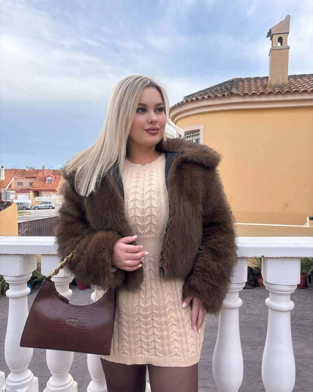 fall sweater dress outfits 2026 Cable Knit Sweater Dresses With Rich Brown Layers