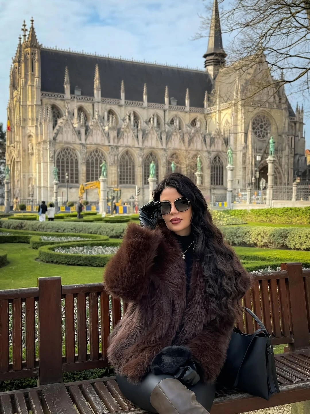 faux fur jacket Dark Chocolate Layers for Elegant Winter Travels