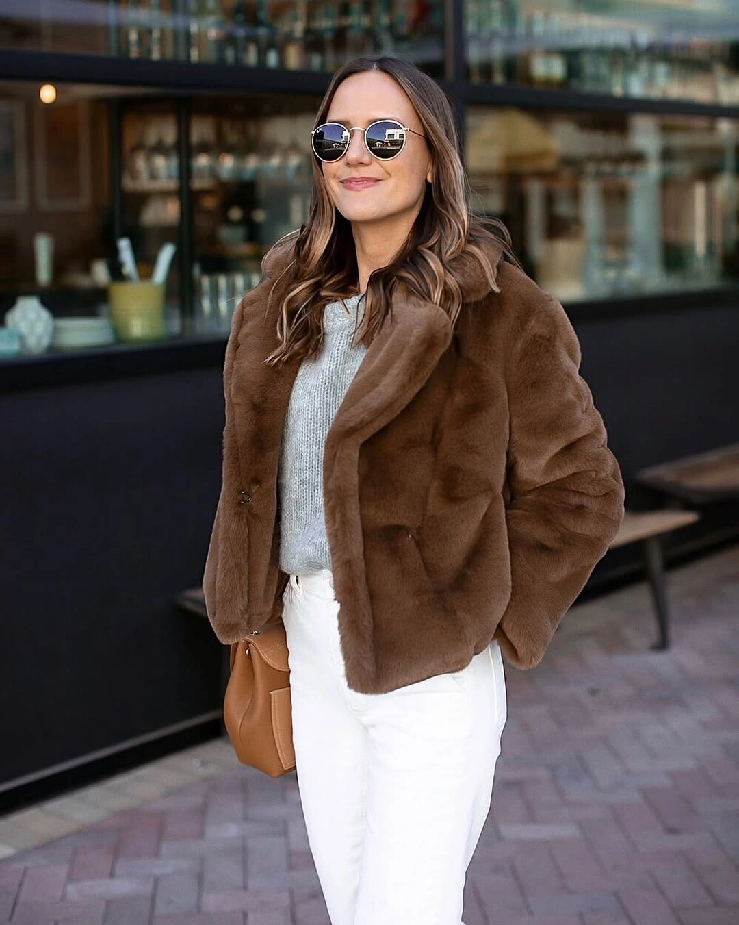 faux fur jacket Chocolate Faux Fur With Crisp Winter Neutrals