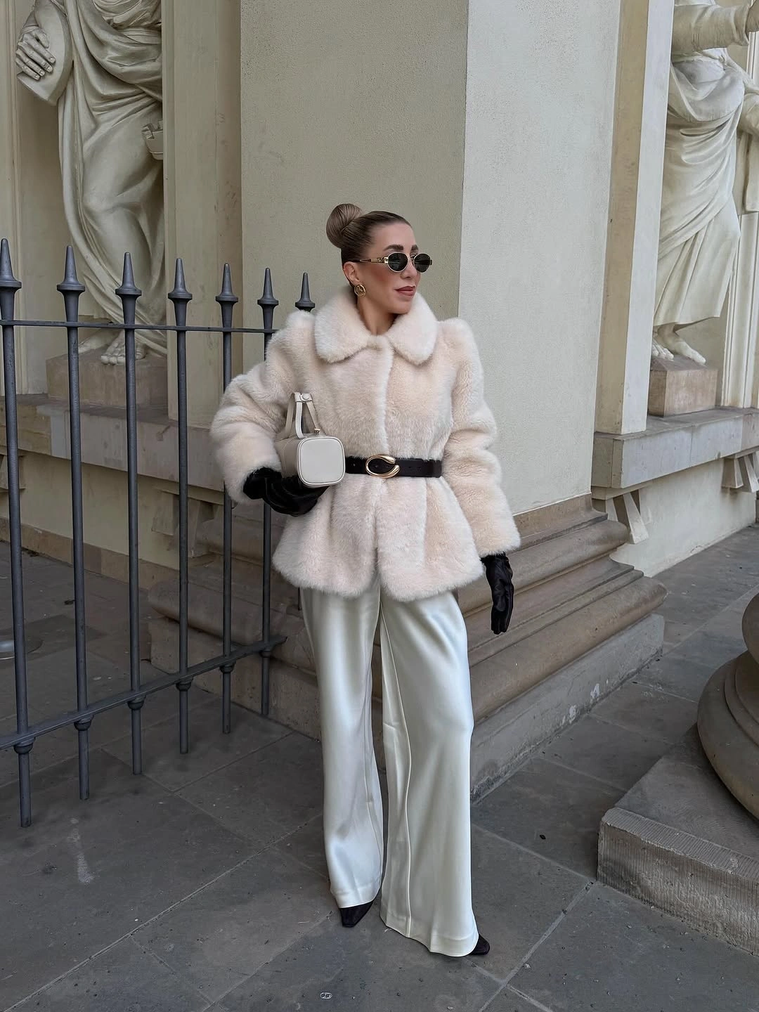faux fur jacket Elegant Ivory Faux Fur With Tailored Sophistication